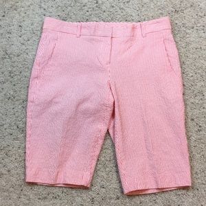 Theory Yanera Chipper Shorts in Salmon Seersucker
